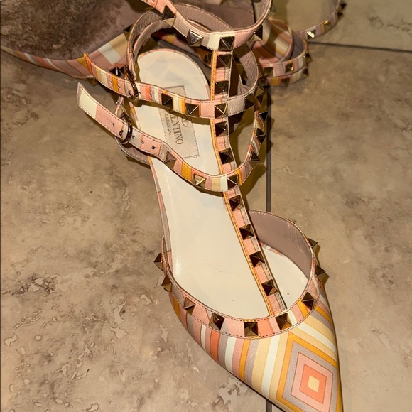 Valentino Pointed-Toe Studded heels- Pink & Orange rock stud strappy heels 40 - Picture 6 of 6